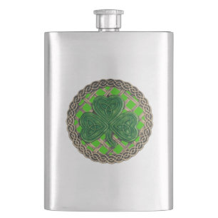 Cantil Shamrock Verde no Flask Celtic Knos