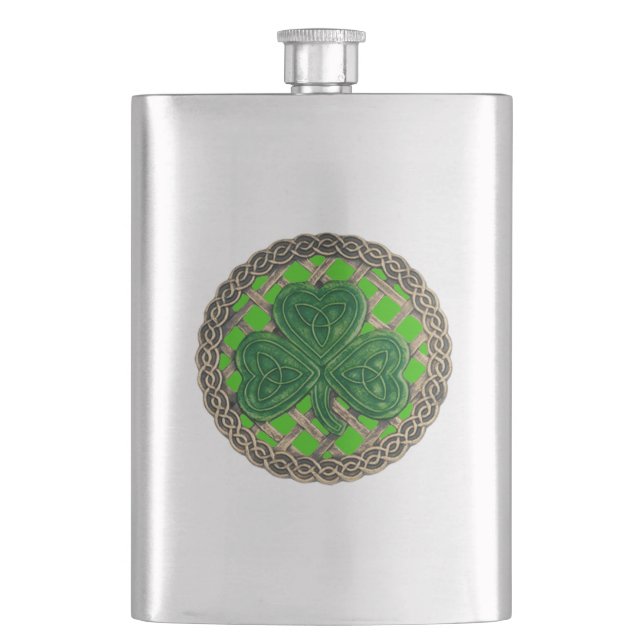 Cantil Shamrock Verde no Flask Celtic Knos (Frente)