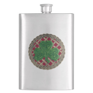 Cantil Shamrock Vermelho no Flask Celtic Knos