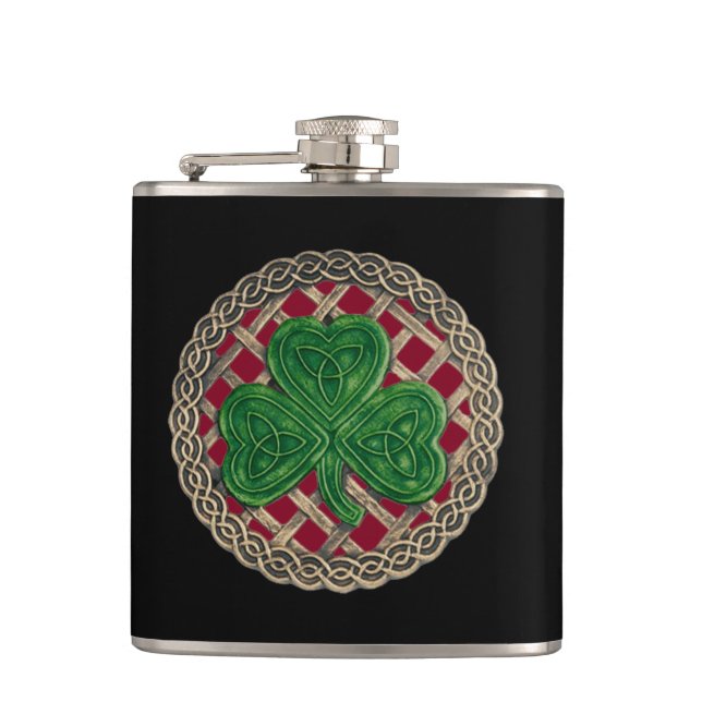 Cantil Shamrock Vermelho no Flask Celtic Knos (Frente)