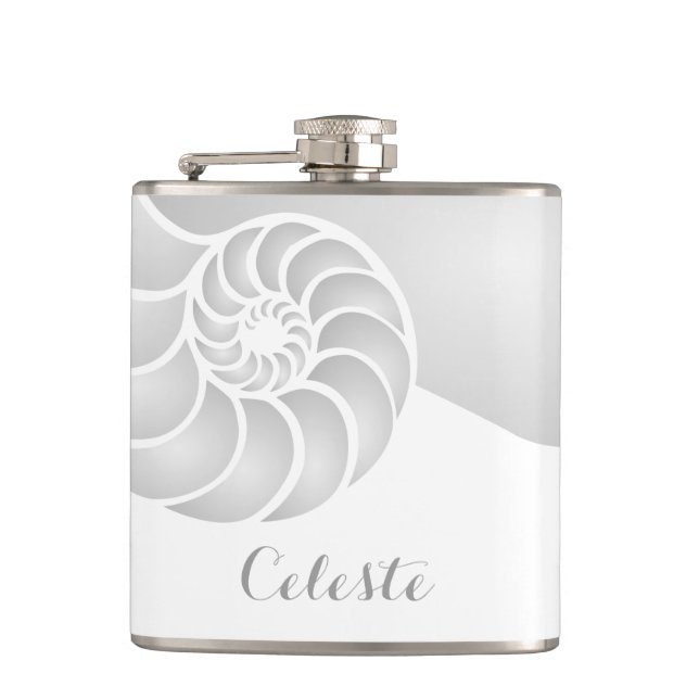 Cantil Silver Nautilus Shell com Monograma Personalizado (Frente)