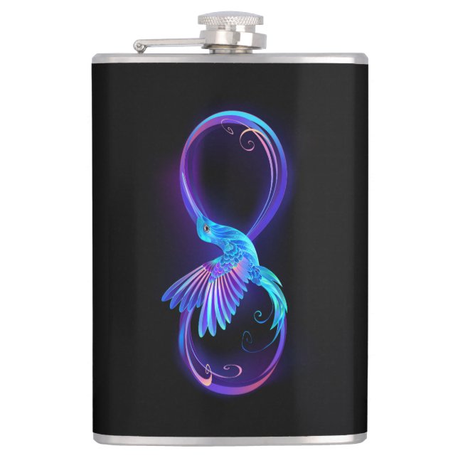 Cantil Símbolo Neon Infinity com Hummingbird brilhante (Frente)