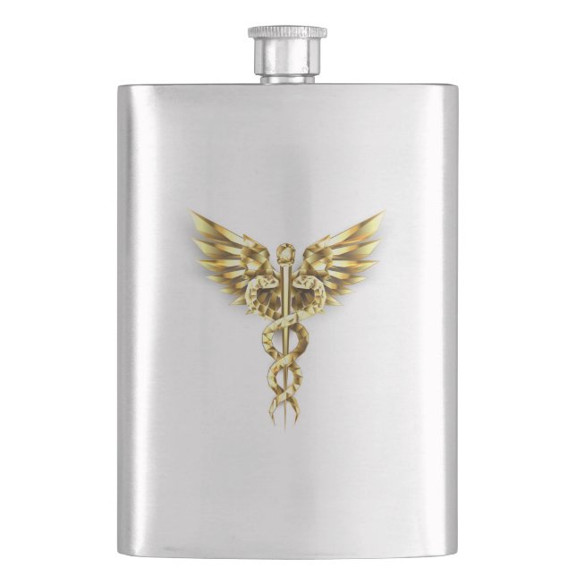 Cantil Símbolo Poligonal Dourado Caduceus (Frente)