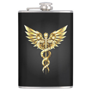 Cantil Símbolo Poligonal Dourado Caduceus