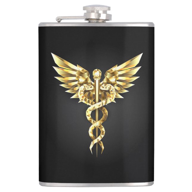 Cantil Símbolo Poligonal Dourado Caduceus (Frente)