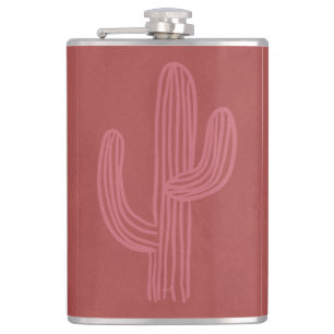 Cantil Simples Abstrato Vermelho Cactus Flask