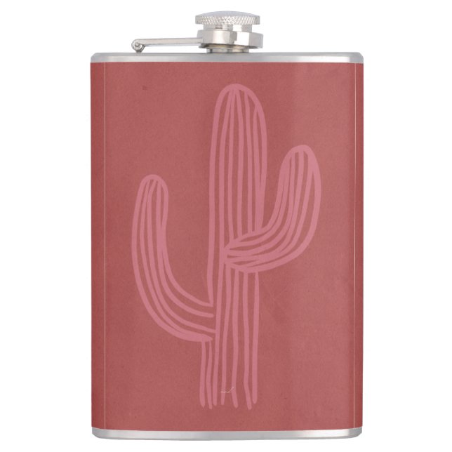 Cantil Simples Abstrato Vermelho Cactus Flask (Frente)