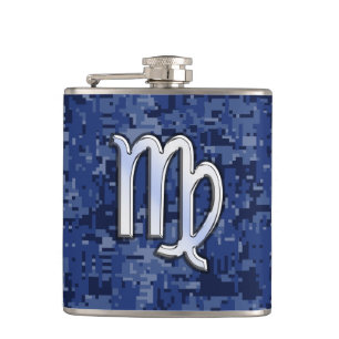 Cantil Sinal da prata do zodíaco do Virgo em azuis