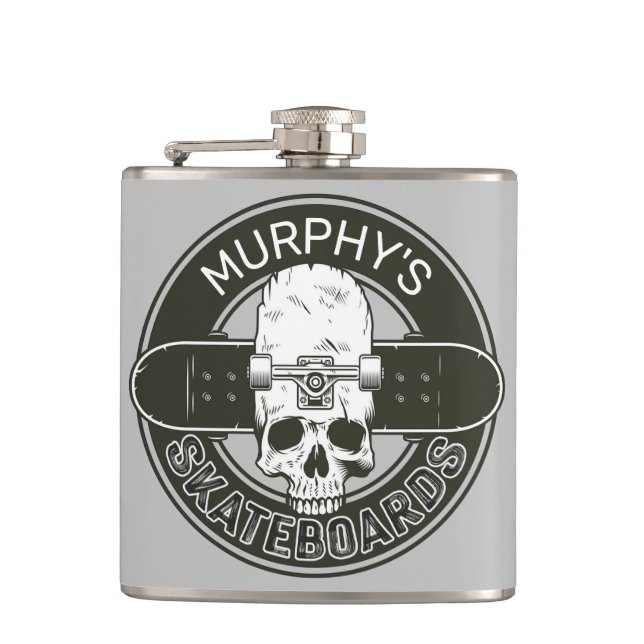 Cantil Skater Personalizado NOME Crânio Skate Skateboardi (Frente)