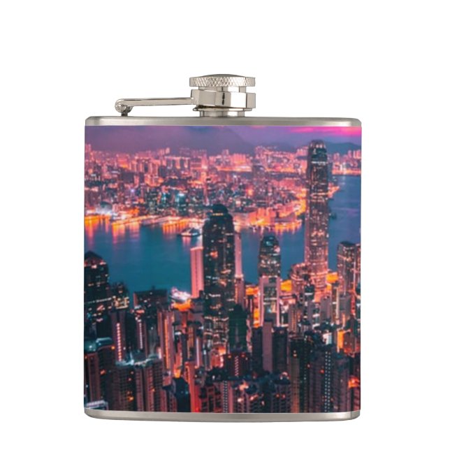 Cantil Skyscraper de Hong Kong - Luzes noturnas do Skylin (Frente)