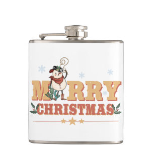 Cantil Snowman Cowboy Natal Vinil Wrapl Flask