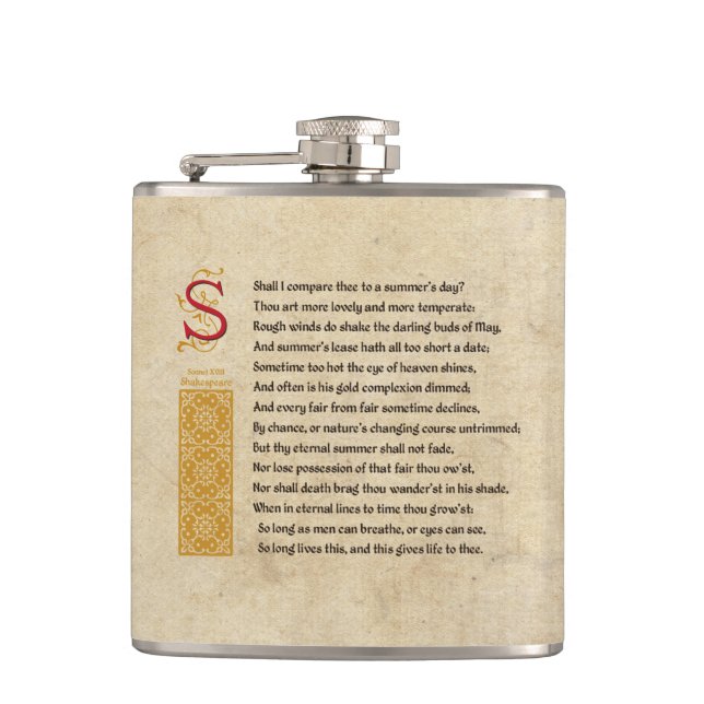 Cantil Soneto 18 de Shakespeare (XVIII) no pergaminho (Frente)