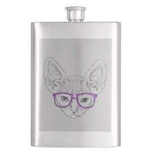 Cantil Sphynx Nerdy Geeky engraçado com vidros gravados