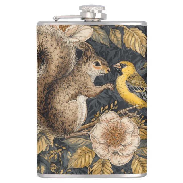 Cantil Squirrel and Yellow Canary with Flowers Pattern (Frente)