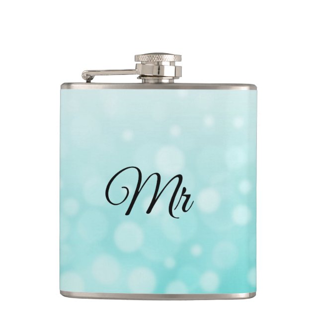 Cantil Sr. Groom ou Maridos Teal Flask (Frente)
