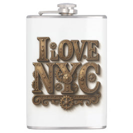 Cantil Steampunk "I Love NYC". Petaca de vinilo