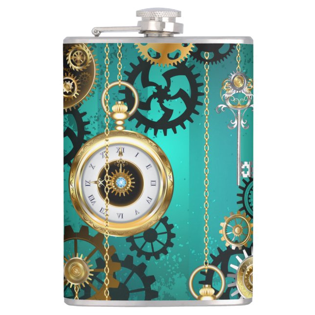 Cantil Steampunk Jewelry Watch em um fundo verde (Frente)