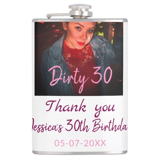 Cantil Sujo 30 Adição de Apelido de Aniversário pink data (Frente)