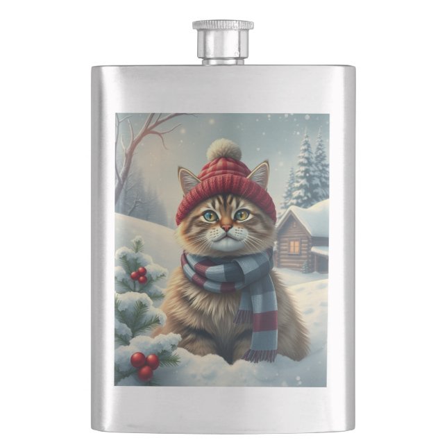 Cantil Tabby Cat em Preppy Winter Attyre and Hat Winter (Frente)