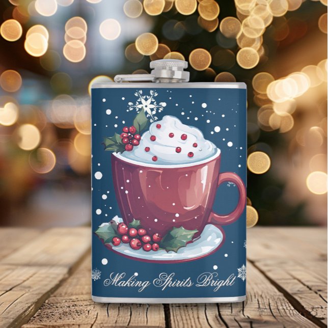 Cantil Taça de Chocolate Quente de Natal | Azul (Blue Christmas Cup of Hot Chocolate Flask)