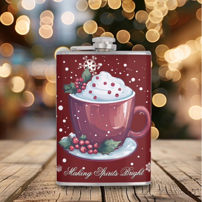 Cantil Taça de Chocolate Quente de Natal | Vermelho (Red Christmas Cup of Hot Chocolate Flask)