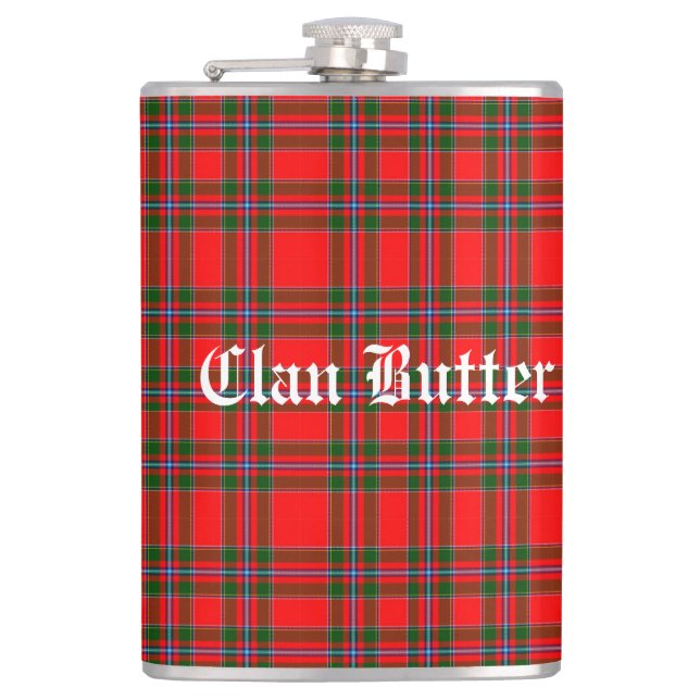 Cantil Tartan da Manteiga do Clã e Texto Personalizado (Frente)