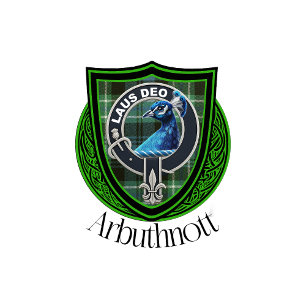 Cantil Tartan e Brasão do Clã Escocês Arbuthnott