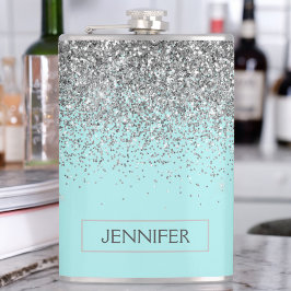 Cantil Teal Aqua Blue Silver Glitter Girly Monographic No