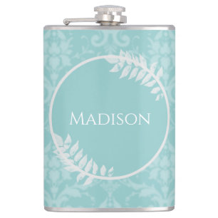 Cantil Teal Elegant Damask Flask