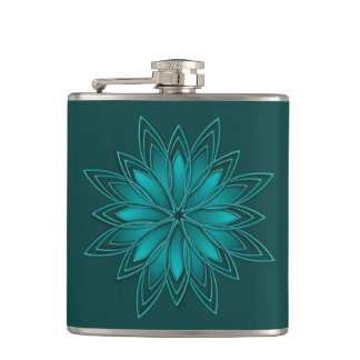 Cantil Teal Leaf Mandala Design on Dark Cyan