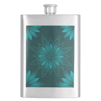 Cantil Teal Leaf Mandala Design on Dark Cyan