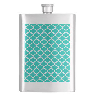 Cantil Teal White Quatrefoil marroquino Trellis Padrão #2