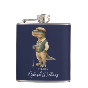 Cantil Tee-Rex Golfista Dinossauro Assinatura Nome Azul M