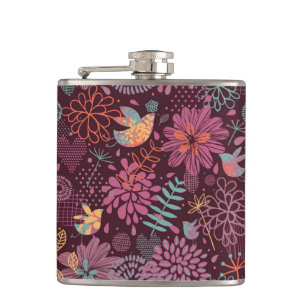 Cantil Teste padrão floral abstrato com pássaros