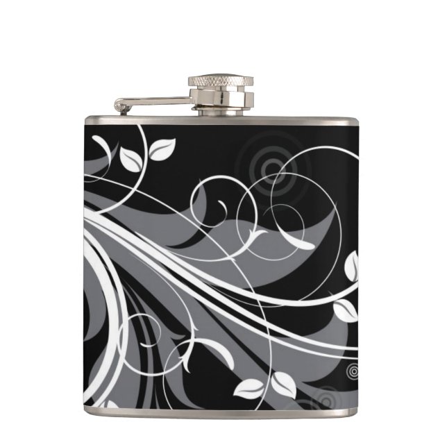 Cantil Teste padrão floral cinzento no preto (Frente)