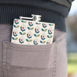 Cantil Teste padrão floral de turquesa retro