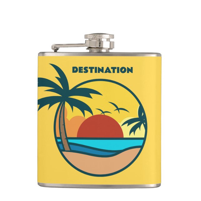Cantil Texto personalizado — Sunset de praia tropical (Frente)