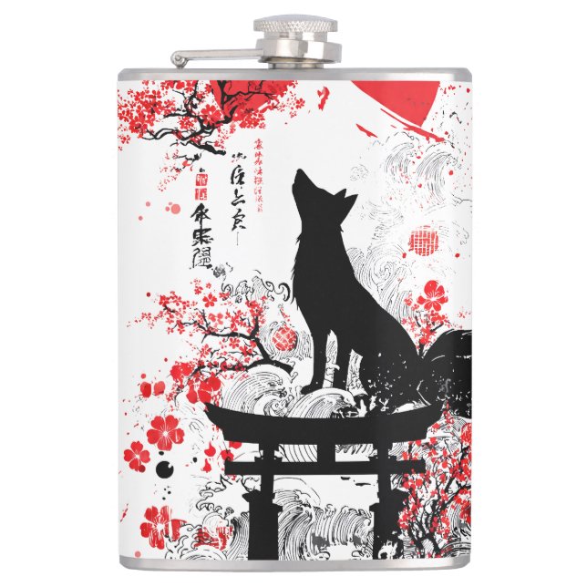 Cantil Traditional Red Black Japanese Kitsune Fox with Mo (Frente)