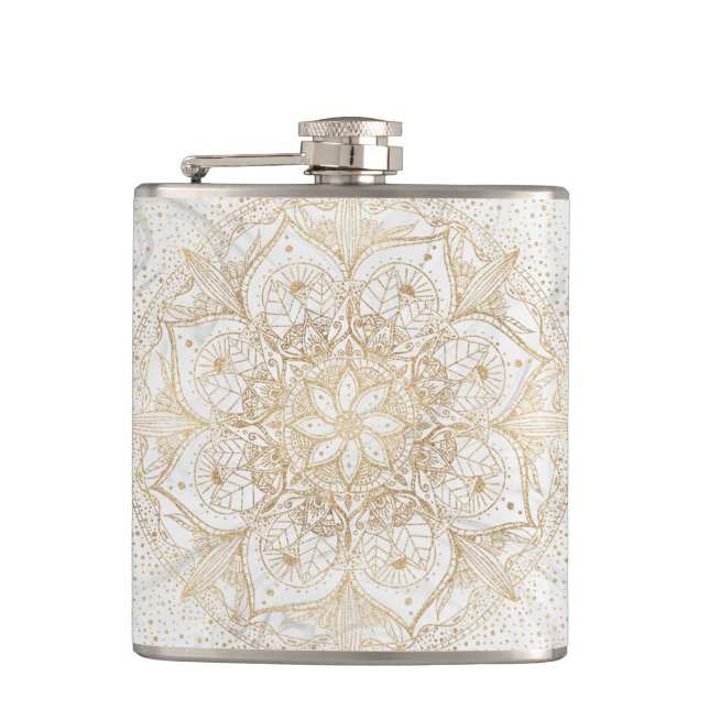 Cantil Trendy Dourada Floral Mandala Marble Design (Frente)