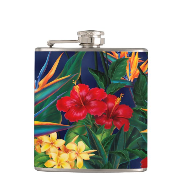 Cantil Tropical Paraísa Havaiana Floral Flask (Frente)