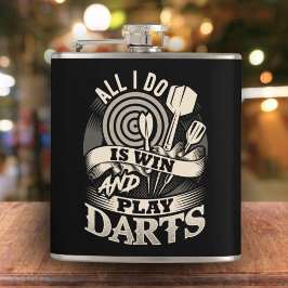 Cantil Tudo o que faço é ganhar e jogar Darts Flask 6 oz.