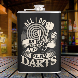 Cantil Tudo o que faço é ganhar e tocar Darts Flask 8 oz.