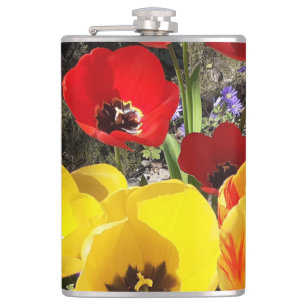 Cantil Tulipas Amarelas e Vermelhas Viniladas