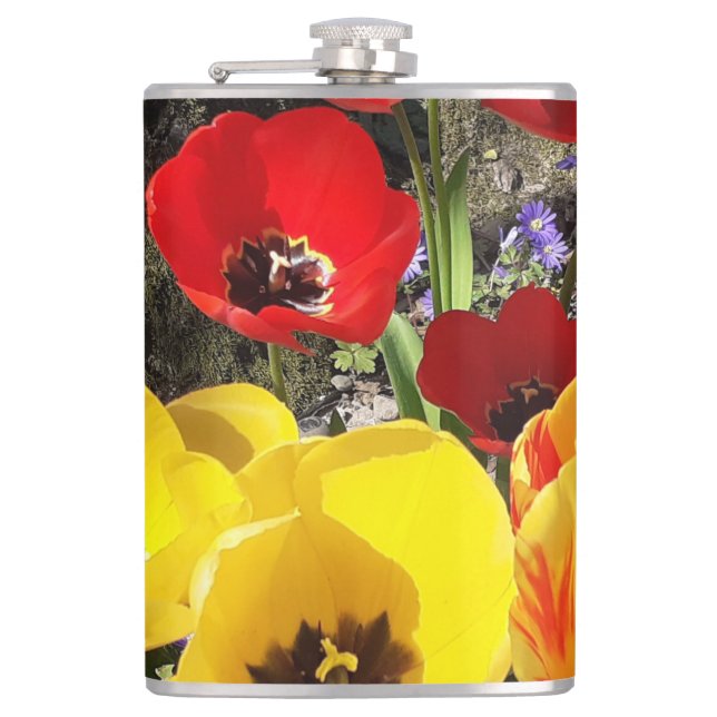 Cantil Tulipas Amarelas e Vermelhas Viniladas (Frente)