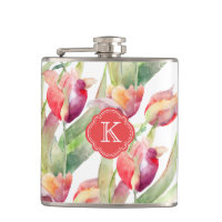 Tulipas Coloridas de Aquarelas com Monograma