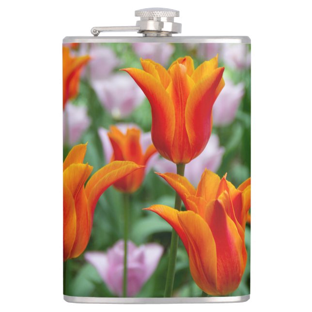 Cantil Tulipas laranja-claras no parque (Frente)