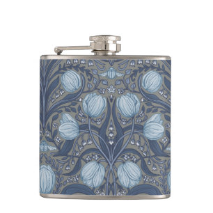 Cantil Tulipas Retro Nouveau em azul e estanho