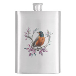 Cantil Turdus migratorius Surrounded By Mountain Laurel