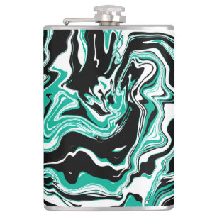 Cantil Turquesa, Arte Fluida Maruca Negra e Branca   