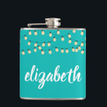 Cantil Turquesa Personalizada<br><div class="desc">Balão de turquesa com fio de luz de festa e o nome da sua dama de honra. Um presente,  uma festa de solteira ou um chá de panela divertido. Mais cores feitas para você em nossa loja,  assim como mais ideias de presentes.</div>